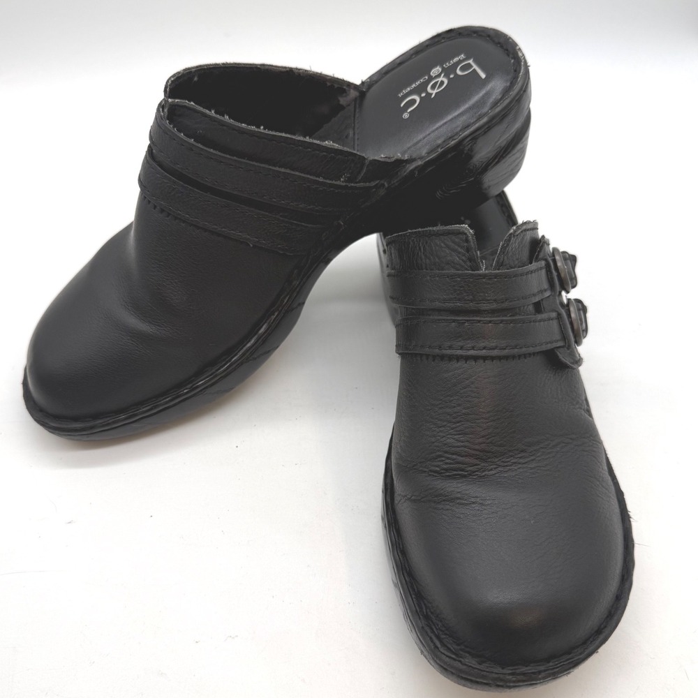 boc Born Black Leather Mule Clogs Shoes Women's Size 11 -wear inside at‎ elastic